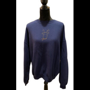 Callan Navy Christmas Sweatshirt  Holiday Reindeer Rudolph on Front Size XL